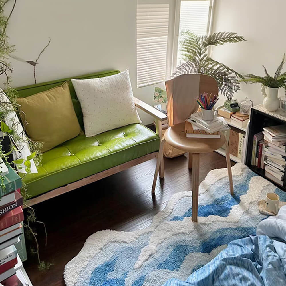 Alfombra de área de lujo de patrón de onda 3D con manchas a mano