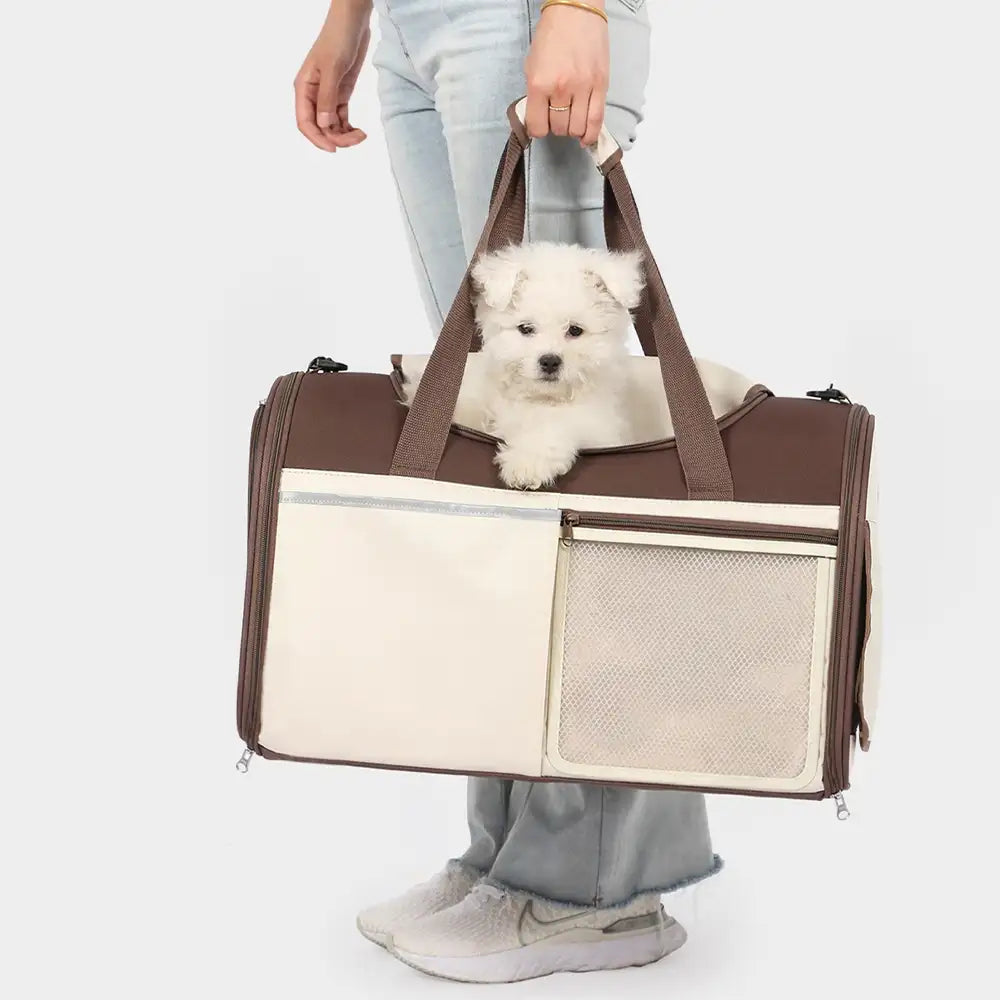 Handheld Crossbody Multi-Function Breathable Pet Carrier Bag for Travel and Vet