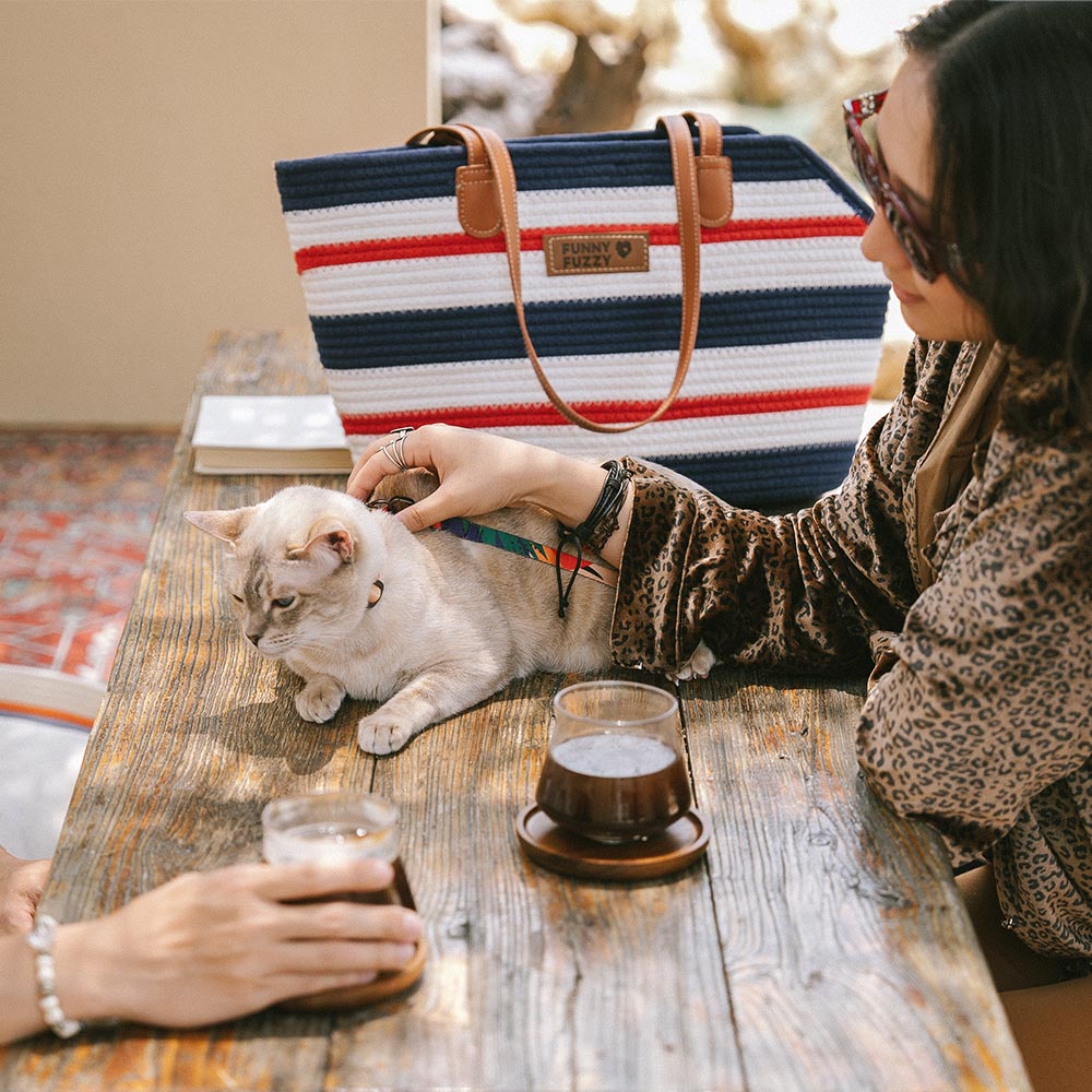 Handmade Lightweight Cotton Woven Beach Bag Pet Carrier- Summer Vacation