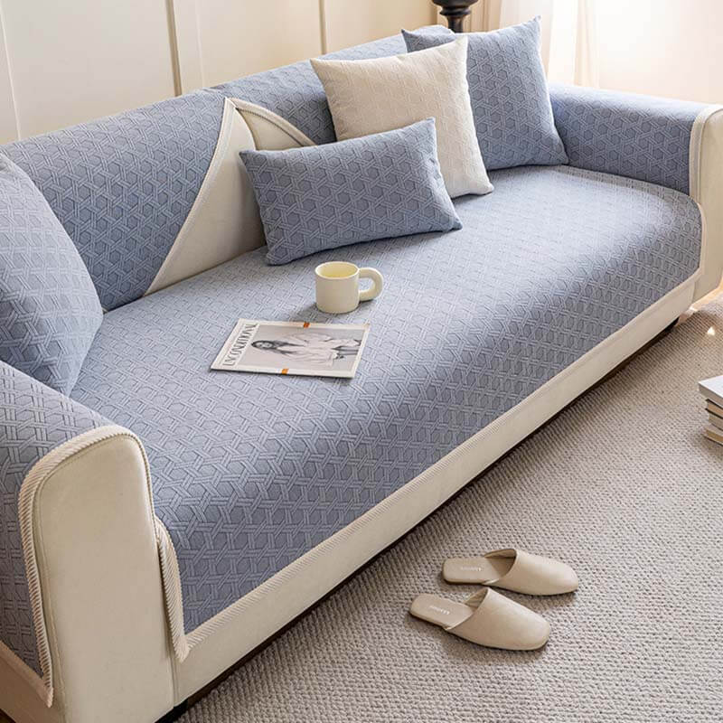 Housse de canapé imperméable et résistante à l'huile en tissu chenille jacquard