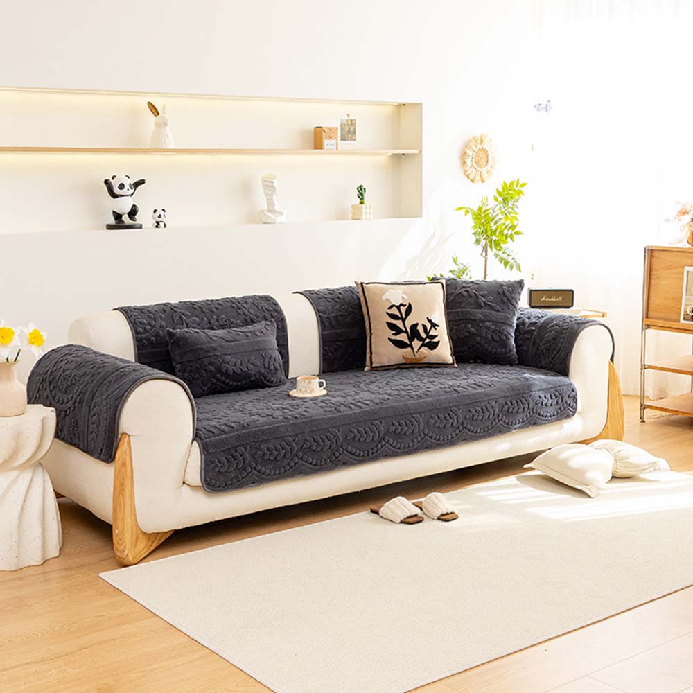 Jacquard Plush Comfortable Scratch-Resistant Non-Slip Couch Cover