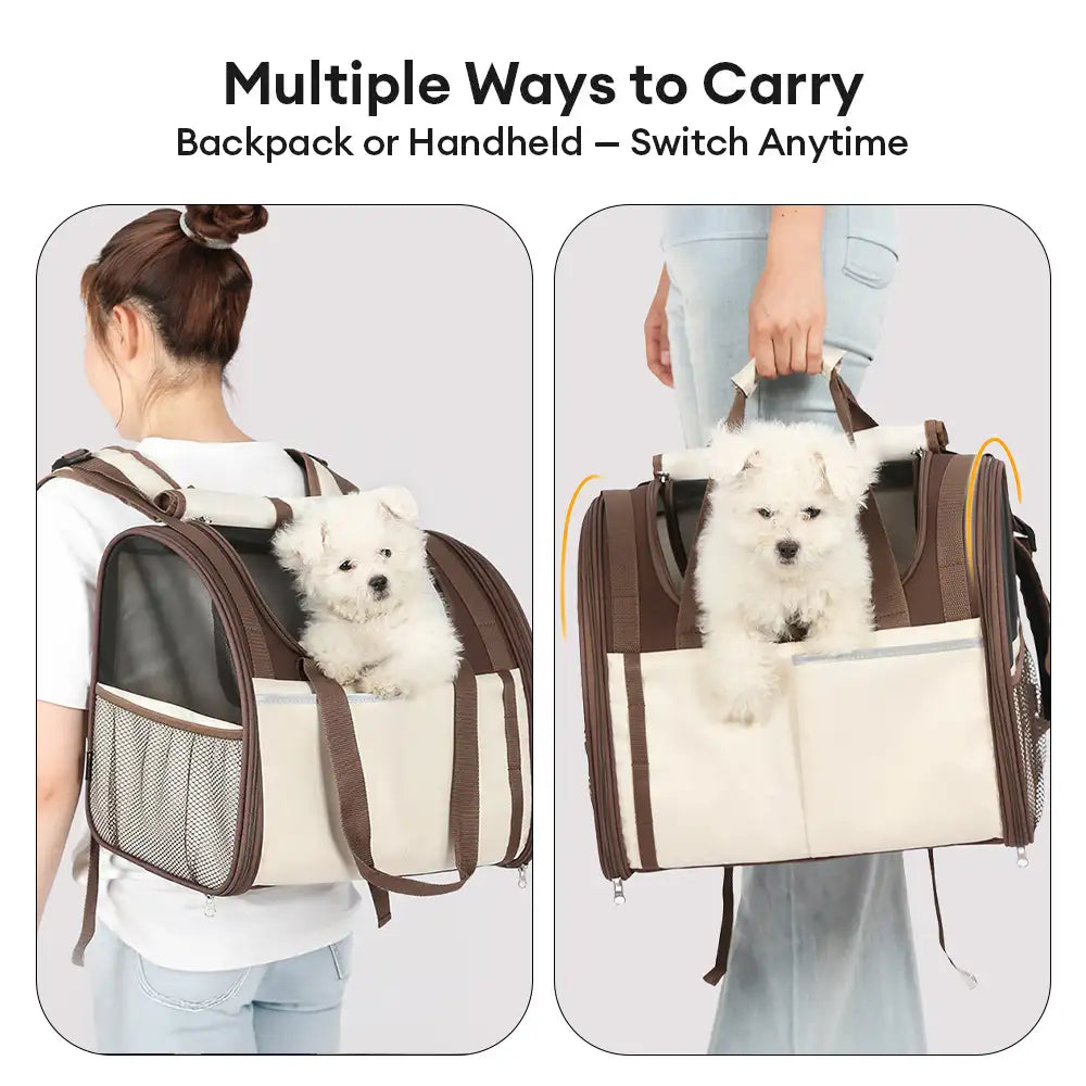 Large Capacity Breathable Foldable Pet Backpack Carrier for Travel Safety and Vet