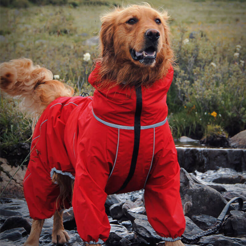 Large Dog Outdoor Jacket Waterproof Adjustable Dog Rain Coat - FunnyFuzzy