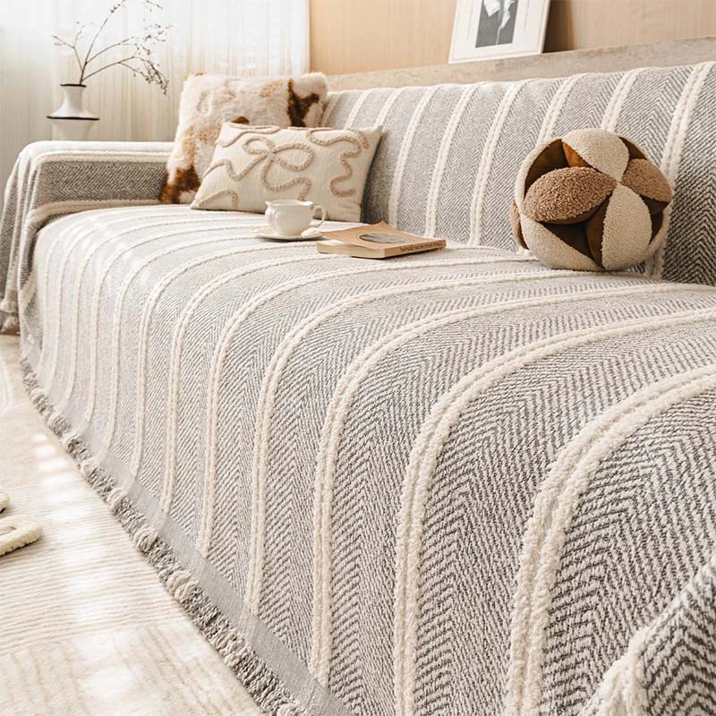 Large Herringbone Chenille Thickened Scratch-Resistant Sofa Protection Couch Cover