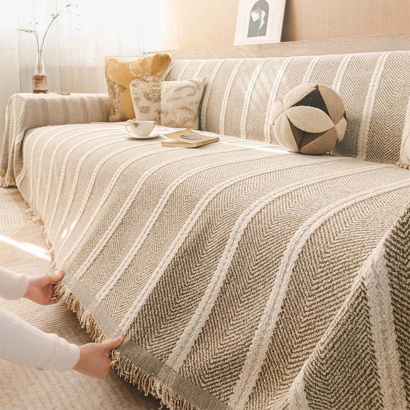 Large Herringbone Chenille Thickened Scratch-Resistant Sofa Protection Couch Cover