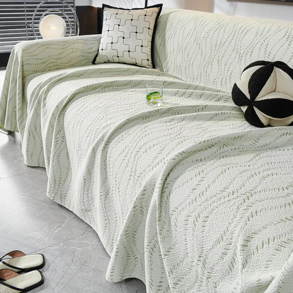 Leaf Pattern Cooling Ice Silk Sofa Protection Large Blanket Couch Cover