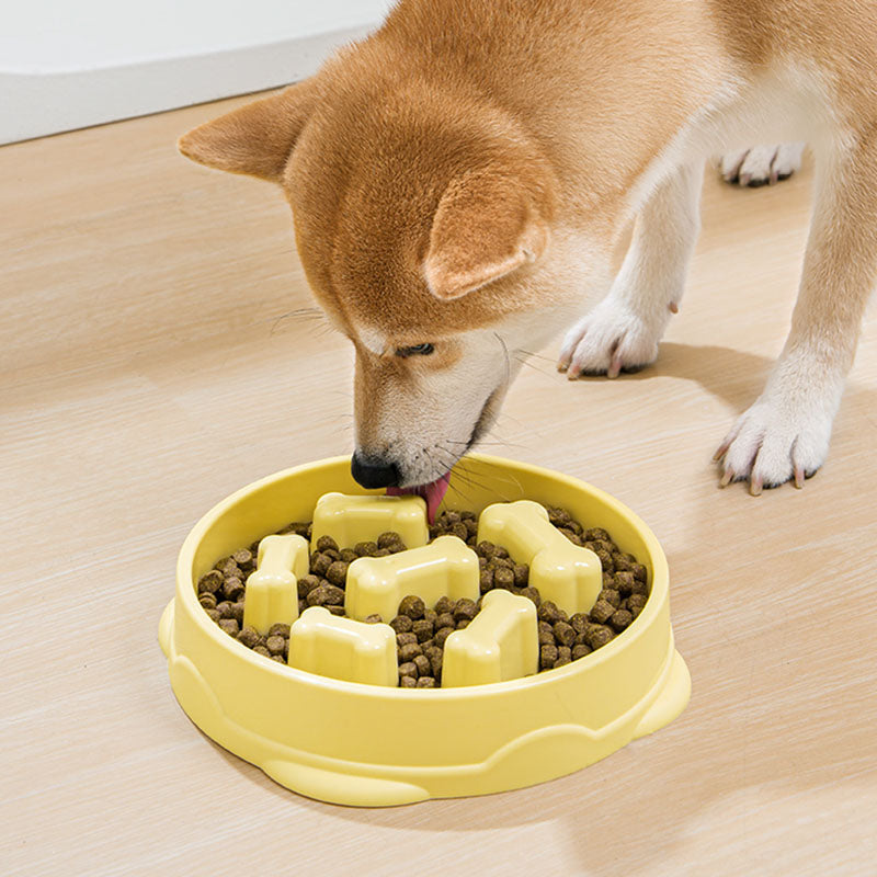 Lemon Yellow Non-Slip Dog Slow Food Bowl - Main Image