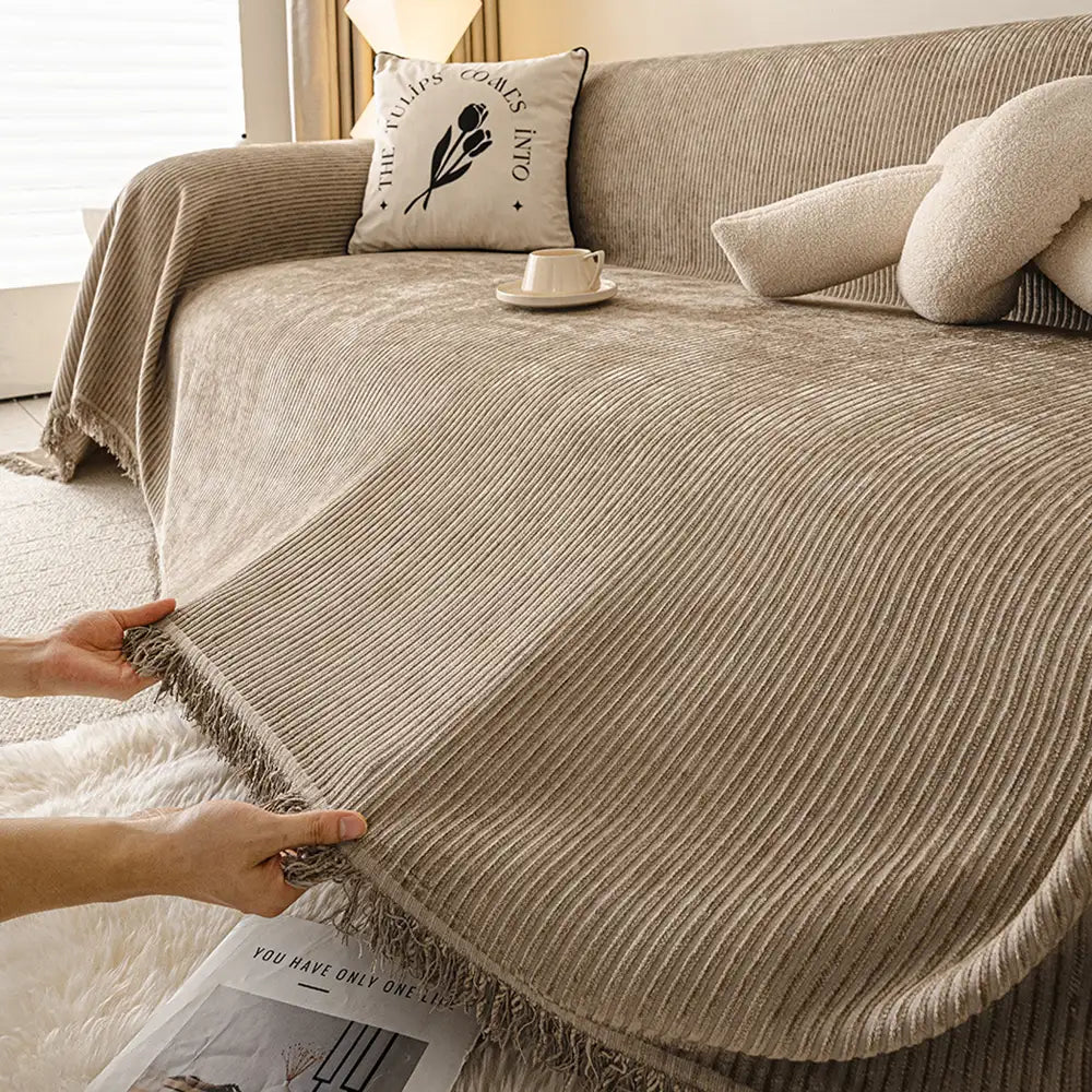 Modern Classic Scratch-Resistant Chenille Sofa Blanket Washable Couch Cover