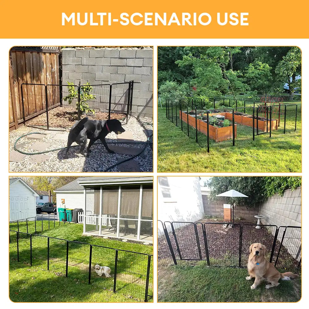 Multifunctional Rust-Proof Metal Pet Fence with Tall Garden Gate