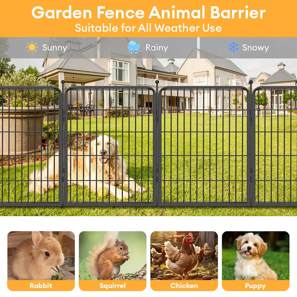 Multifunctional Rust-Proof Metal Pet Fence with Tall Garden Gate