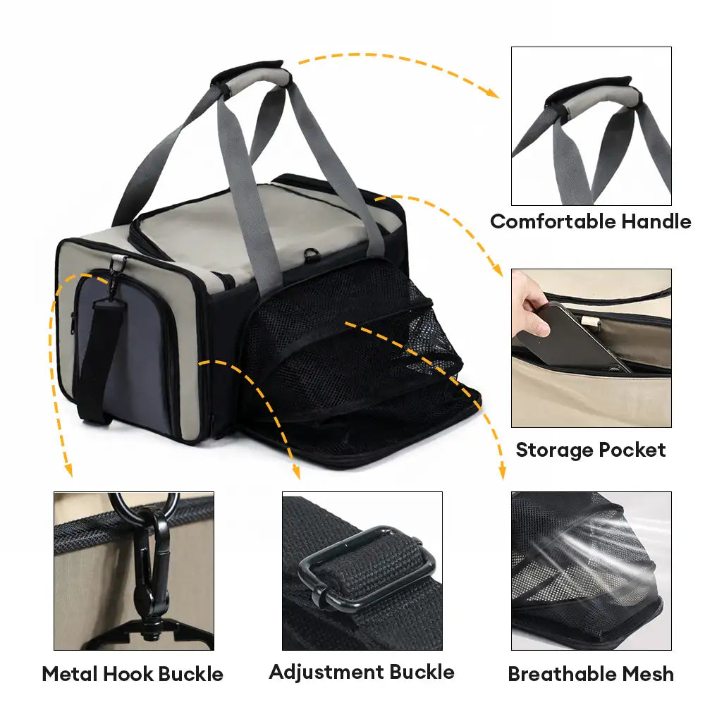 Outdoor Portable Breathable Large-Capacity Expandable Cat Carrier Bag