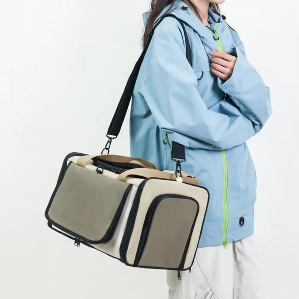 Outdoor Portable Breathable Large-Capacity Expandable Cat Carrier Bag