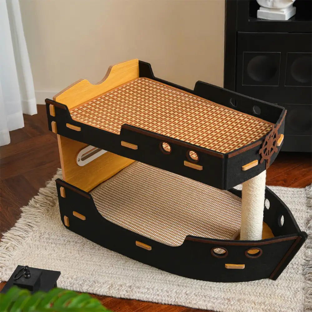 Pirate Ship Sisal Scratch-resistant Double-Layer Cat Bed Cat Scratching Board