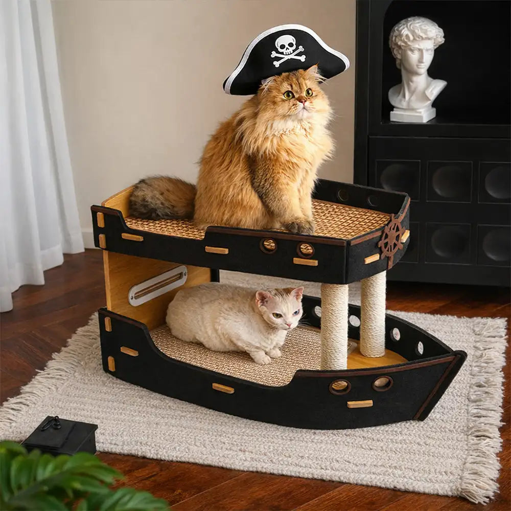 Pirate Ship Sisal Scratch-resistant Double-Layer Cat Bed Cat