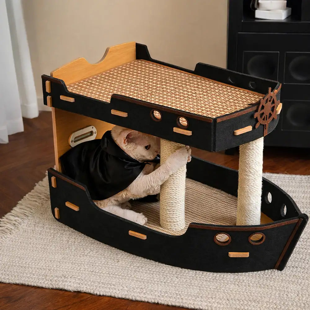 Pirate Ship Sisal Scratch-resistant Double-Layer Cat Bed Cat Scratching Board