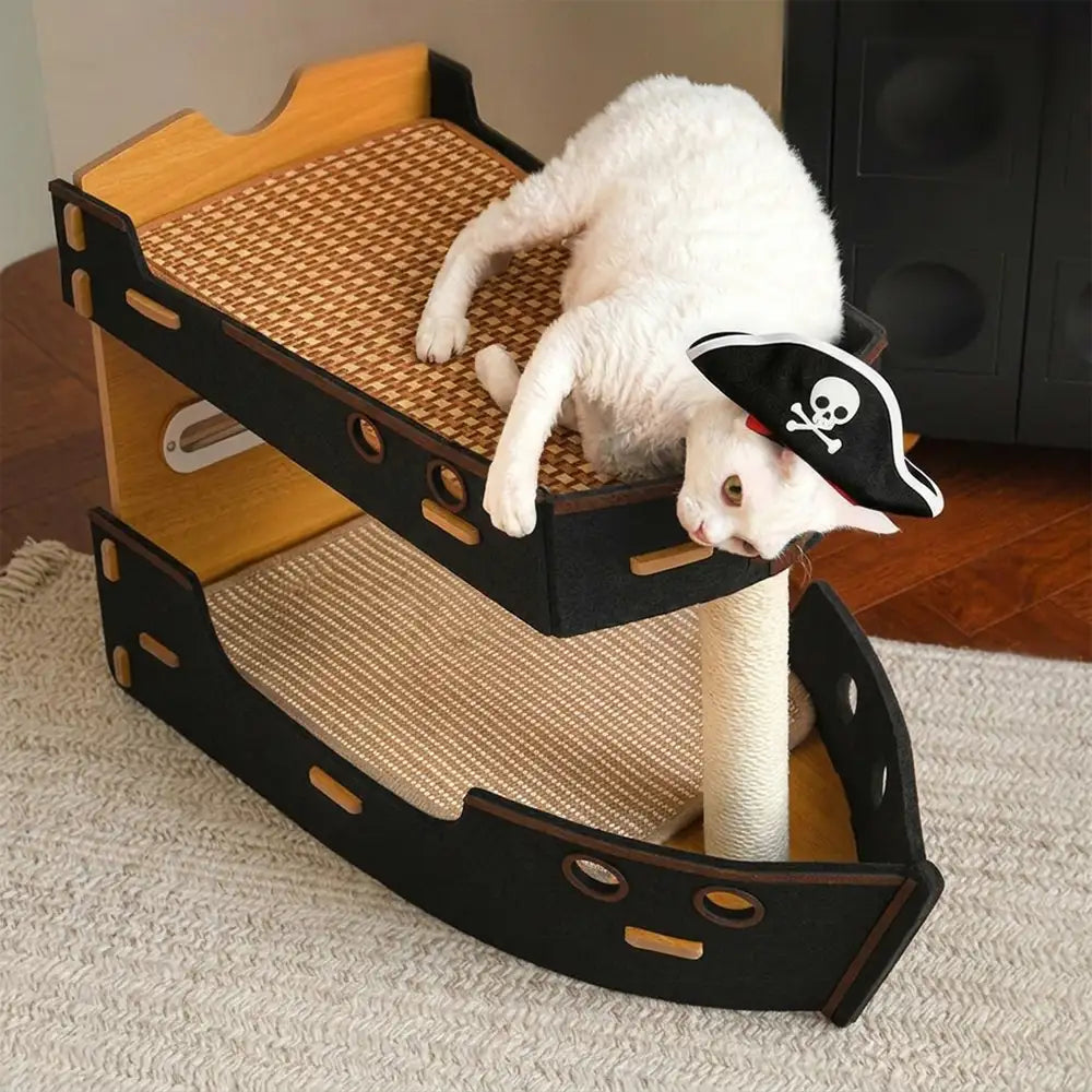 Pirate Ship Sisal Scratch-resistant Double-Layer Cat Bed Cat Scratching Board