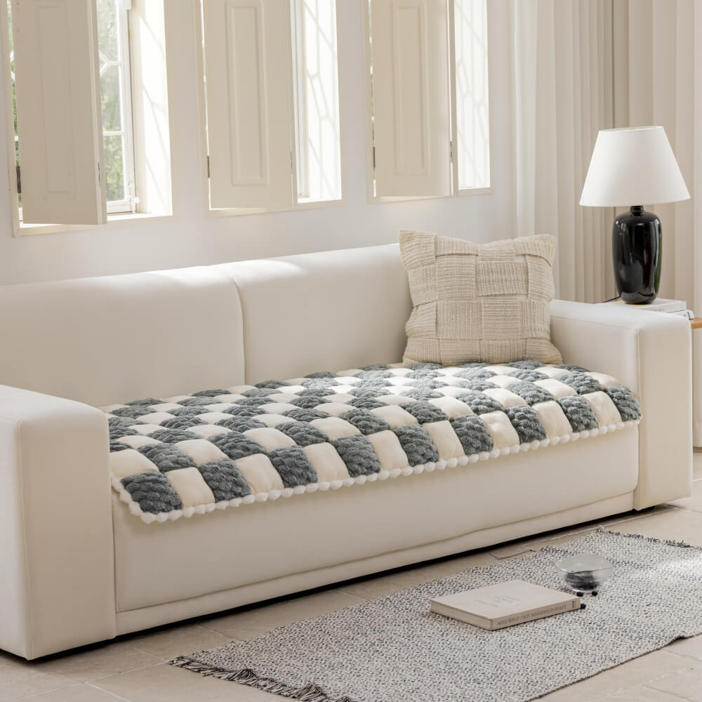 Plüsch-handgefertigte Farbblock-Hundematte, weicher Sofaschutz, rutschfester Couchbezug