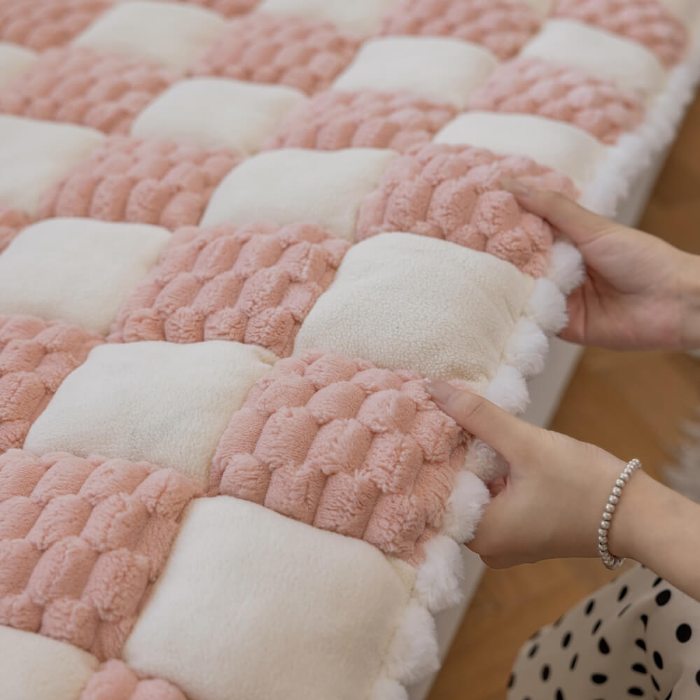 Plüsch-handgefertigte Farbblock-Hundematte, weicher Sofaschutz, rutschfester Couchbezug