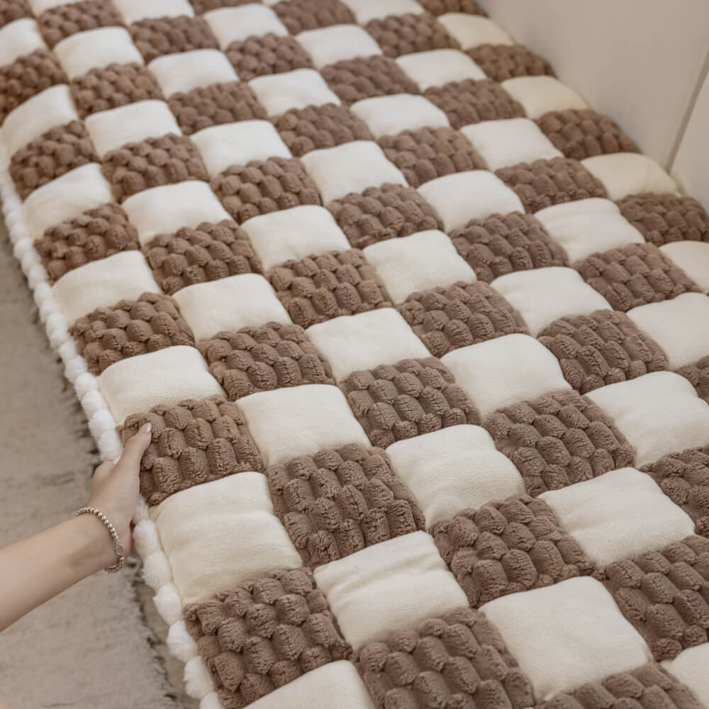 Plüsch-handgefertigte Farbblock-Hundematte, weicher Sofaschutz, rutschfester Couchbezug