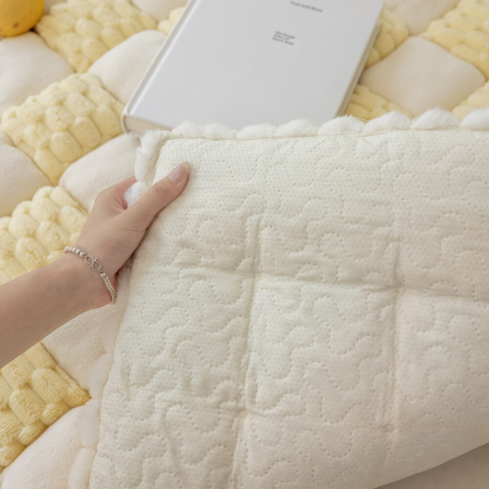 Plüsch-handgefertigte Farbblock-Hundematte, weicher Sofaschutz, rutschfester Couchbezug