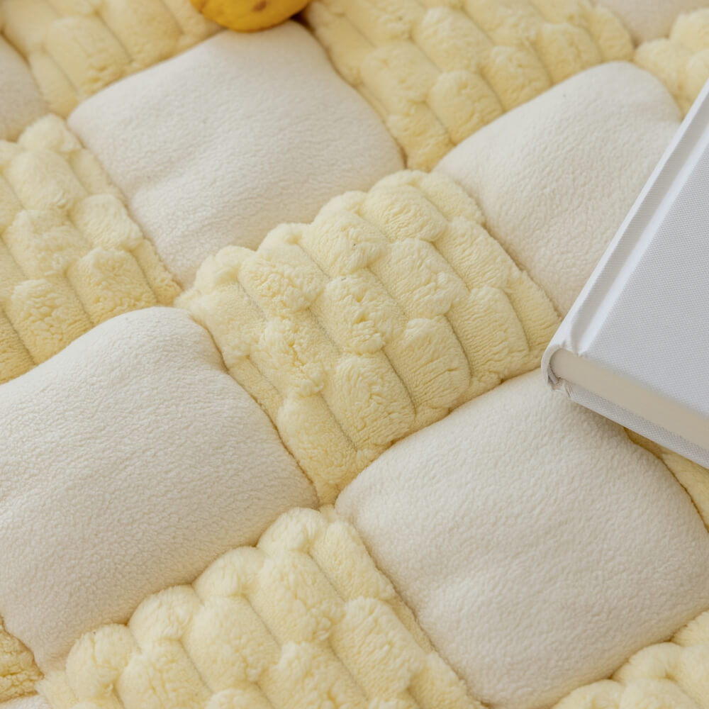 Plüsch-handgefertigte Farbblock-Hundematte, weicher Sofaschutz, rutschfester Couchbezug