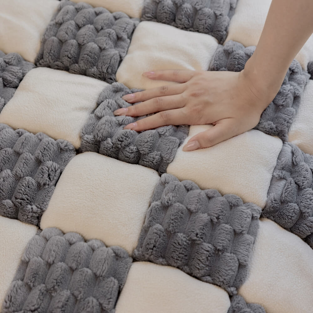 Plüsch-handgefertigte Farbblock-Hundematte, weicher Sofaschutz, rutschfester Couchbezug