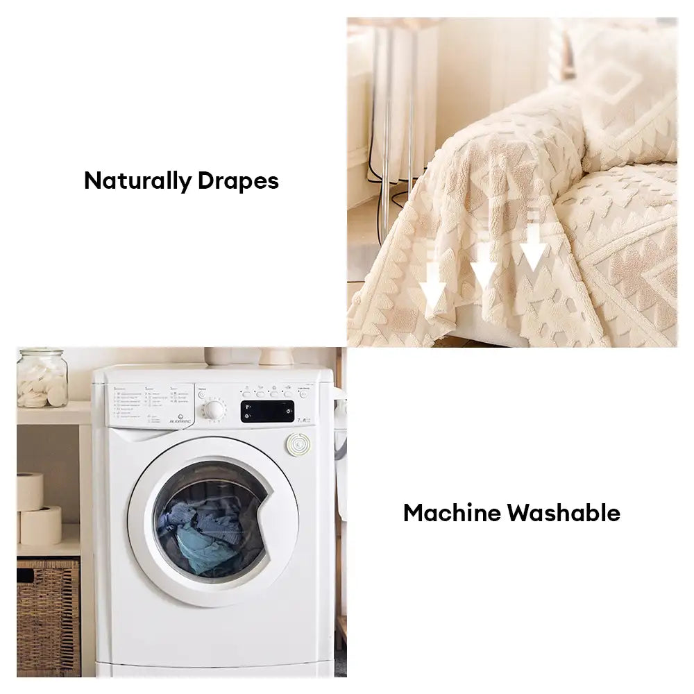 Plush Thickened Geometric Pattern Furniture Blanket Throw Couch Cover