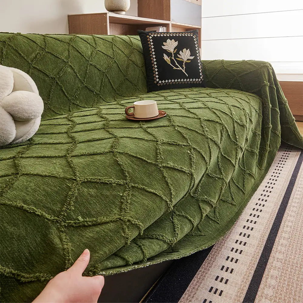 Retro Jungle Jacquard Chenille Anti-Scratch Sofa Protector Couch Cover