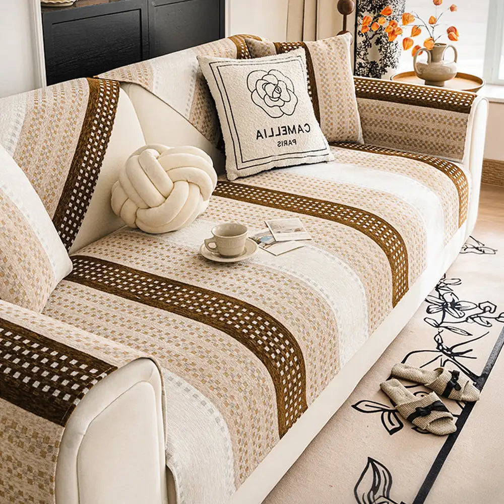 Skin-Friendly Breathable Chenille Sofa Protection Scratch-Resistant Non-Slip Couch Cover