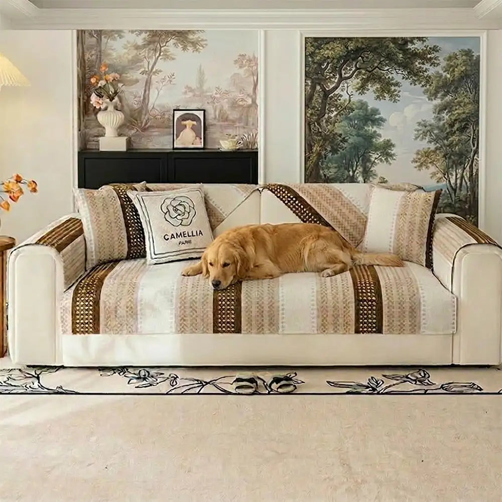 Skin-Friendly Breathable Chenille Sofa Protection Scratch-Resistant Non-Slip Couch Cover