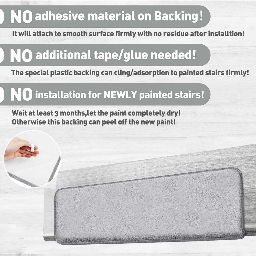 Sólido <tc>Color</tc> Protectores de escalera de felpa con cinta antideslizante y alfombras gratis