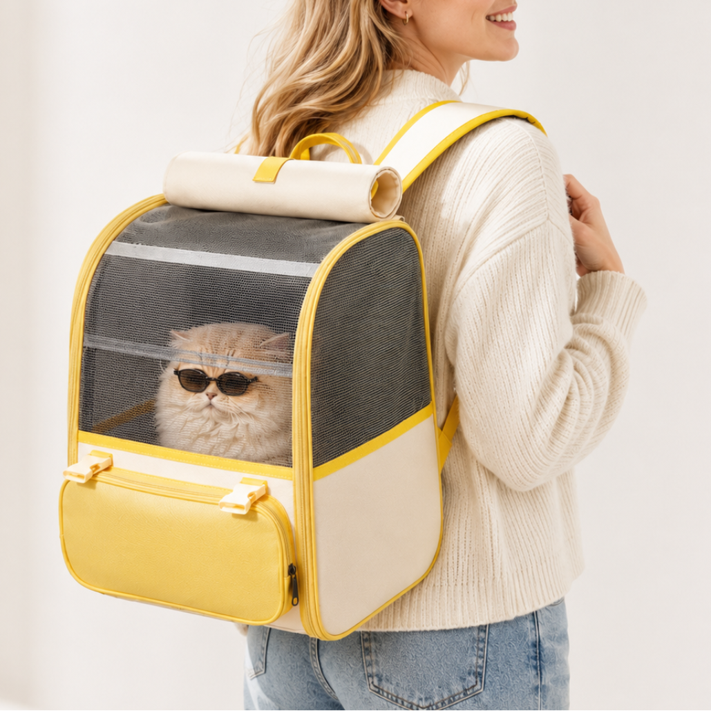 Spacious Lightweight Cat Carrier Backpack with Transparent Window