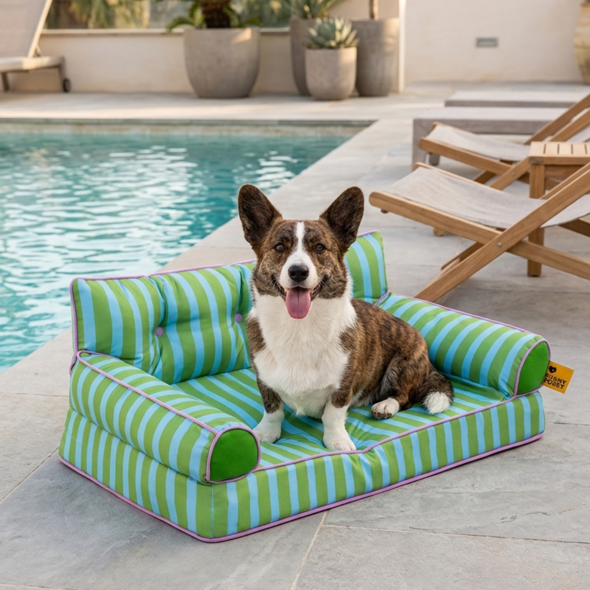 Cama de sofá de perros plegable de perros plegable impermeable de rayas - siesta soleada