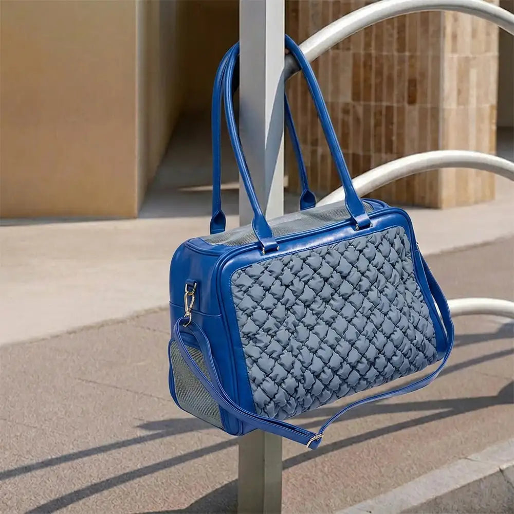 Stylish Quilted Patchwork Breathable Lightweight Pet Carrier Bag Dog Cat Carrier