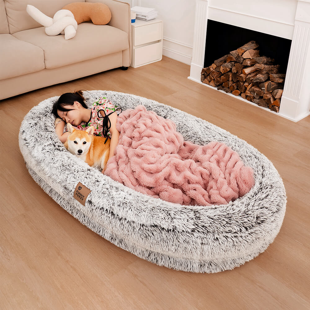 Luxury Super Large Sleep Deeper Oval Bed Human Dog Bed - FUNNYFUZZY