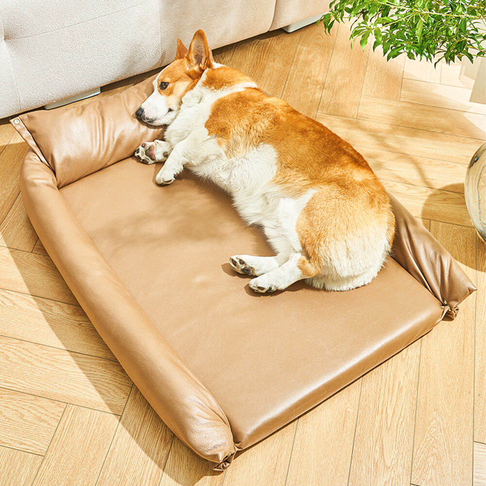 Technical Leather Waterproof Scratch Resistant Large Dog Bed