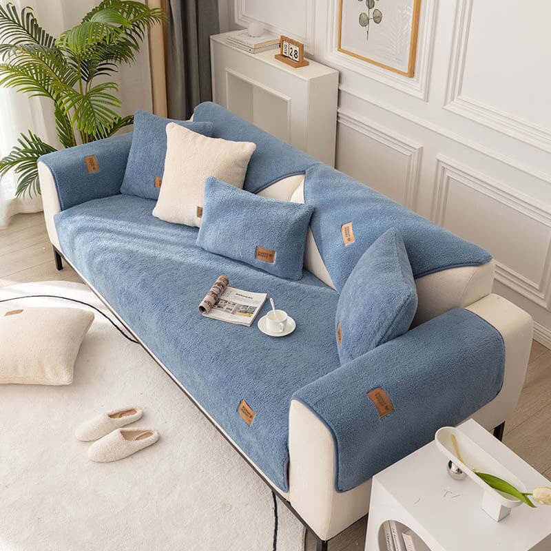 Wasserdichter, dicker, flauschiger, rutschfester Couchbezug aus Kunst-Sherpa-Fleece