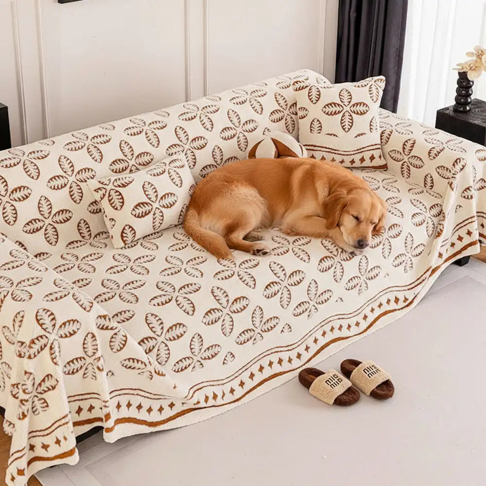 Thickened Jacquard Velvet Leaf Pattern Sofa Decoration Multi-Purpose Blanket Couch Cover