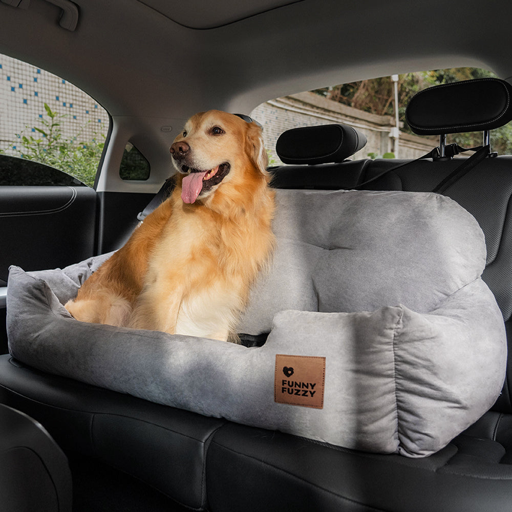 Travel Bolster Safety Medium Large Dog Car Back Seat Bed - FUNNYFUZZY