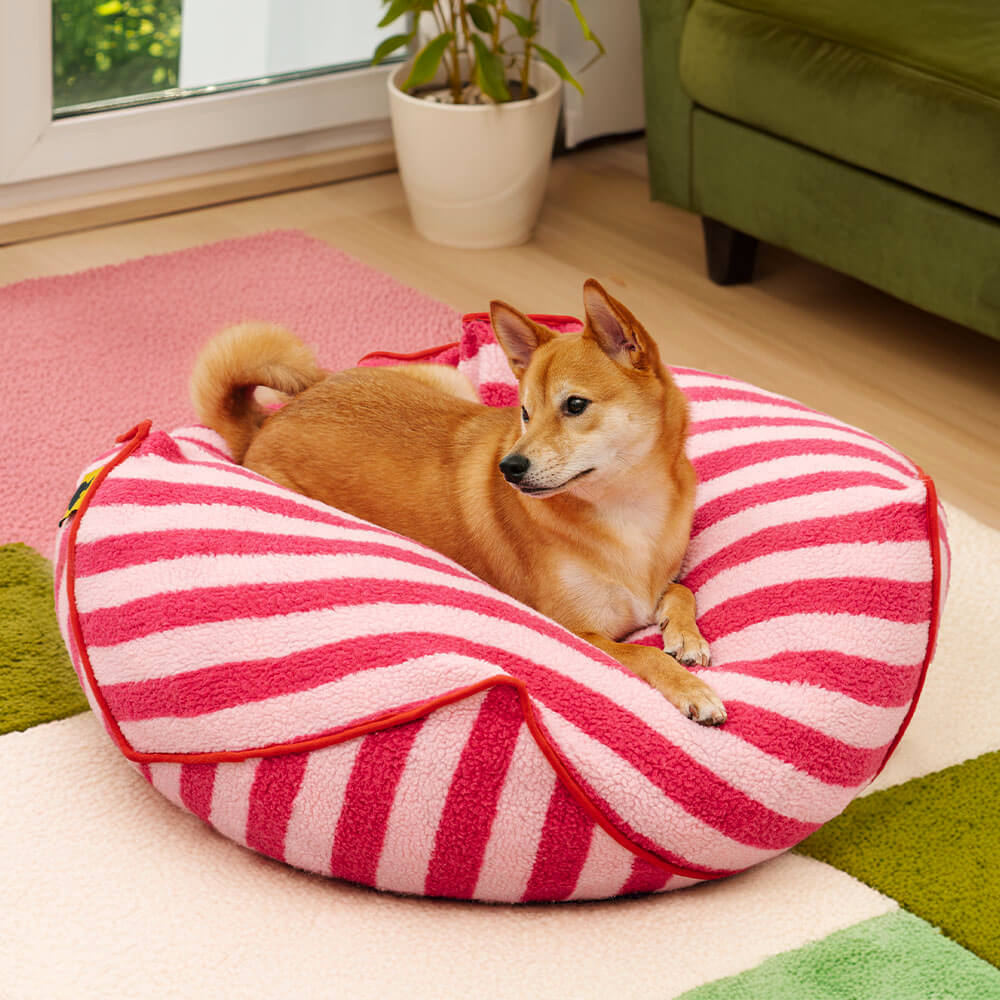 Trendy Striped Pattern Polygonal Calming Bean Bag Dog Bed FunnyFuzzy