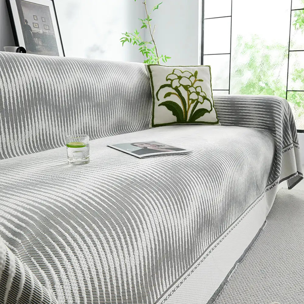 Modern Geometric Cooling Ice Silk Breathable Sofa Blanket Couch Cover