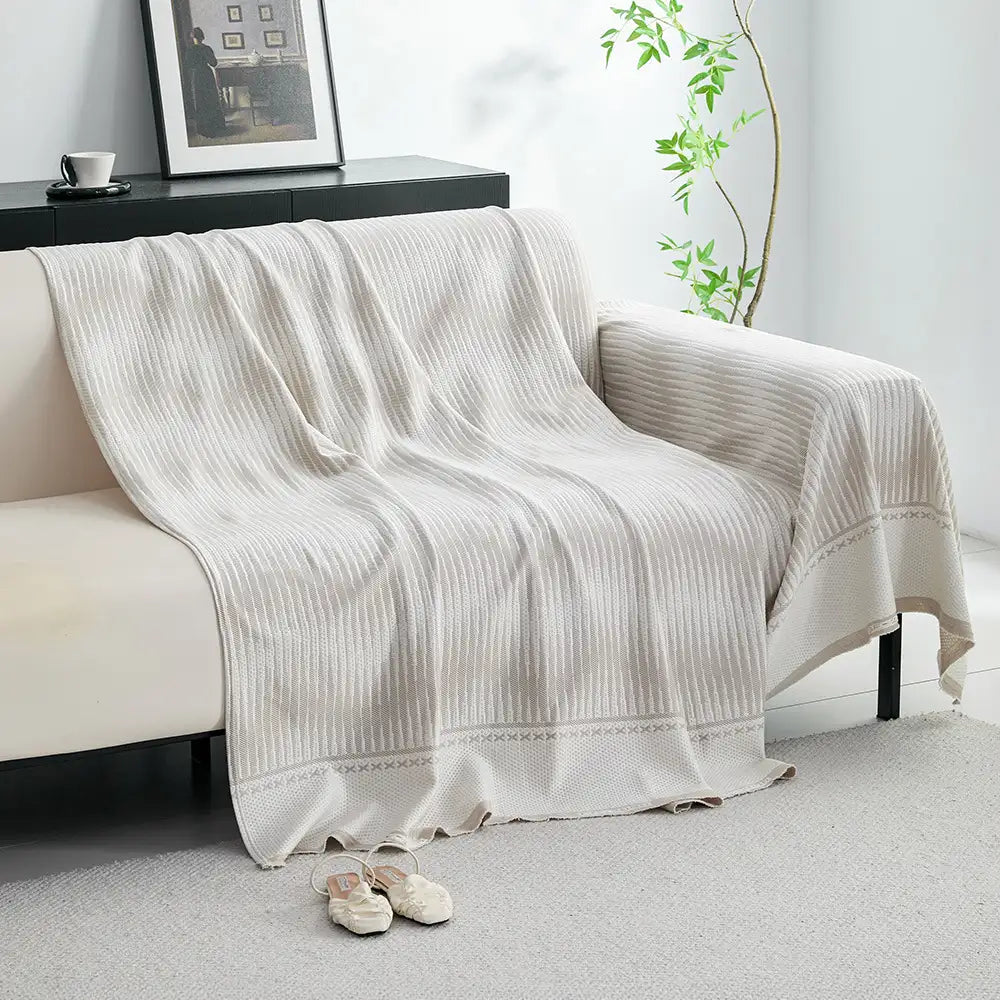Modern Geometric Cooling Ice Silk Breathable Sofa Blanket Couch Cover
