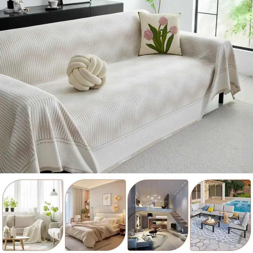 Modern Geometric Cooling Ice Silk Breathable Sofa Blanket Couch Cover