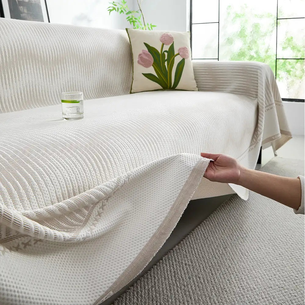 Modern Geometric Cooling Ice Silk Breathable Sofa Blanket Couch Cover