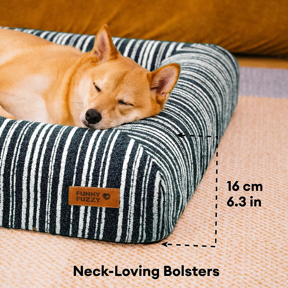 SnugNest Textured Stripe Orthopedic Dog Bed