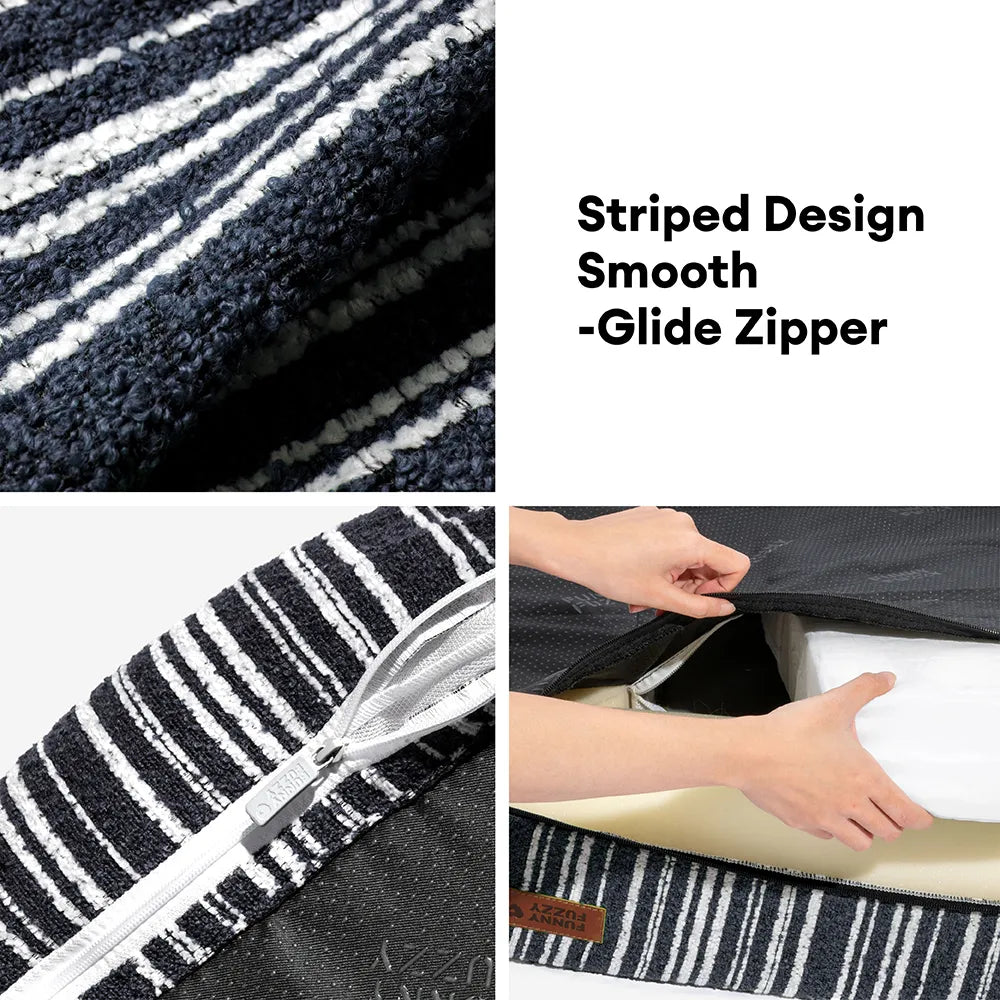SnugNest Textured Stripe Orthopedic Dog Bed