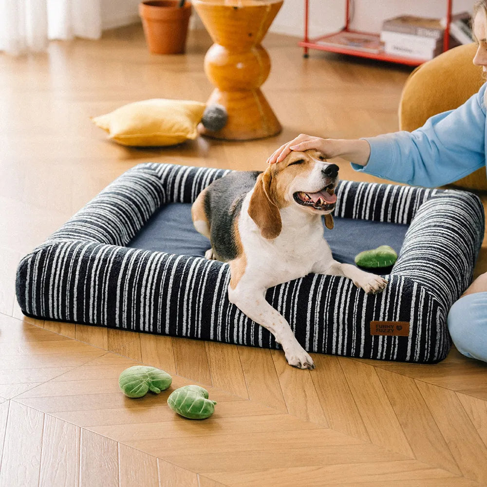 SnugNest Textured Stripe Orthopedic Dog Bed