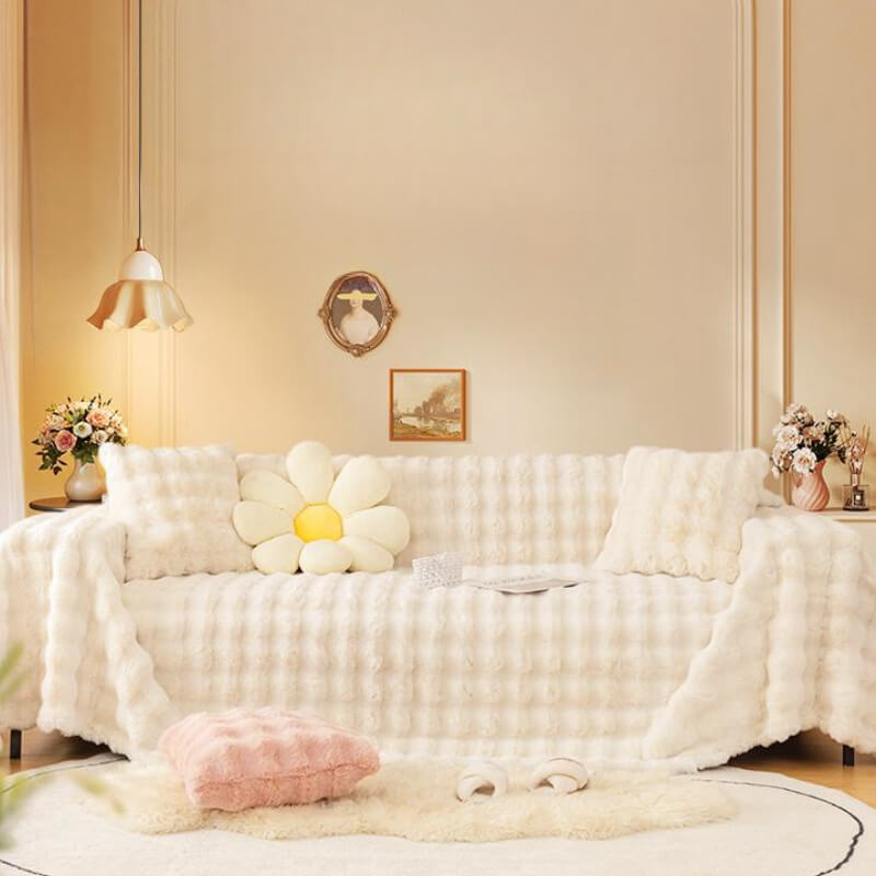 Cubierta de sofá de protección completa de piel de conejo ultra suave conoux