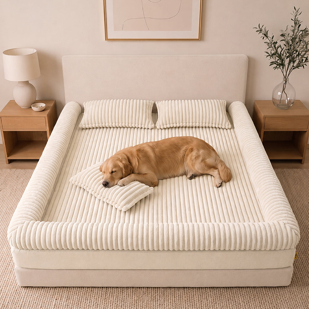 Plush Ribbed Bolster Fitted Sheet Mattress Cover - Cozy Nest