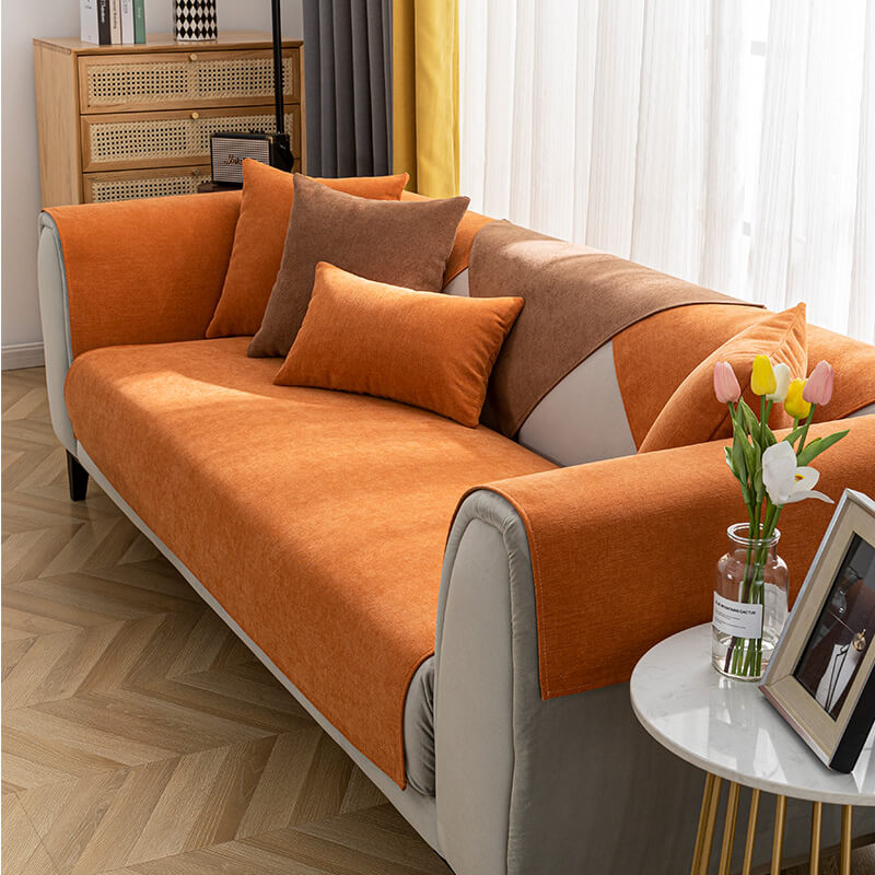Vermilion Comfortable Chenille Sofa Protective Couch Cover